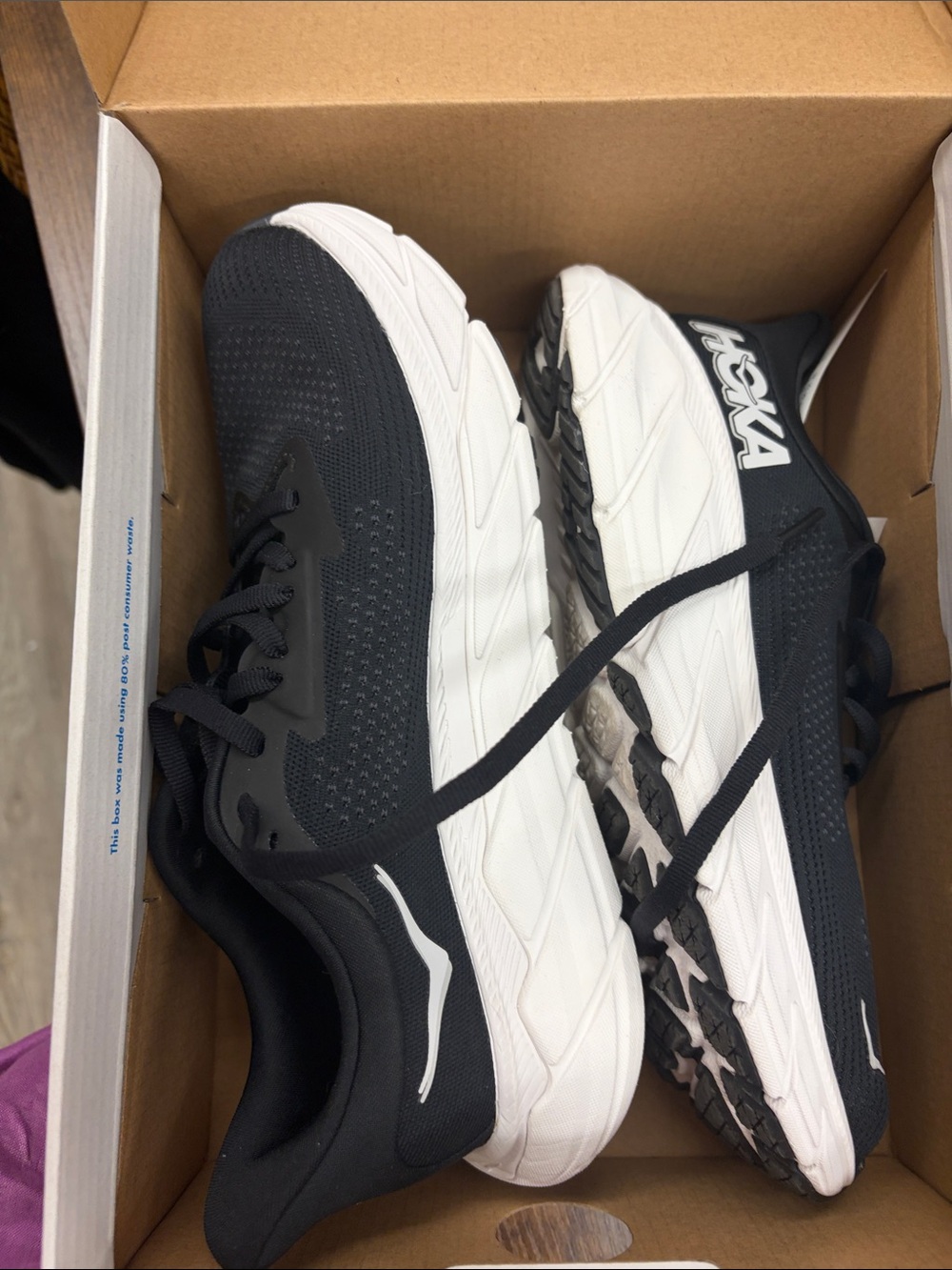 Hoka Women’s Black and White Running Sneakers